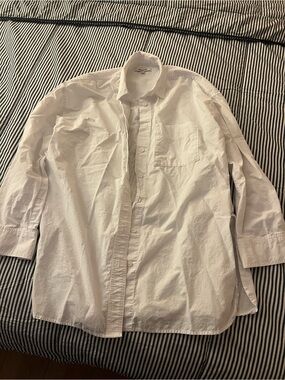 Madewell the signature poplin oversized shirt in springy stripe (white)